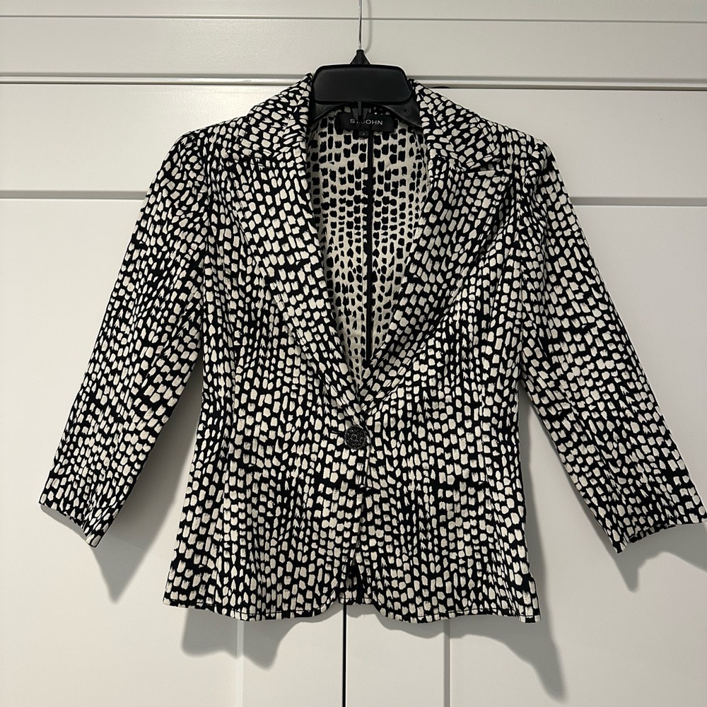 St John Black and White Patterned Blazer